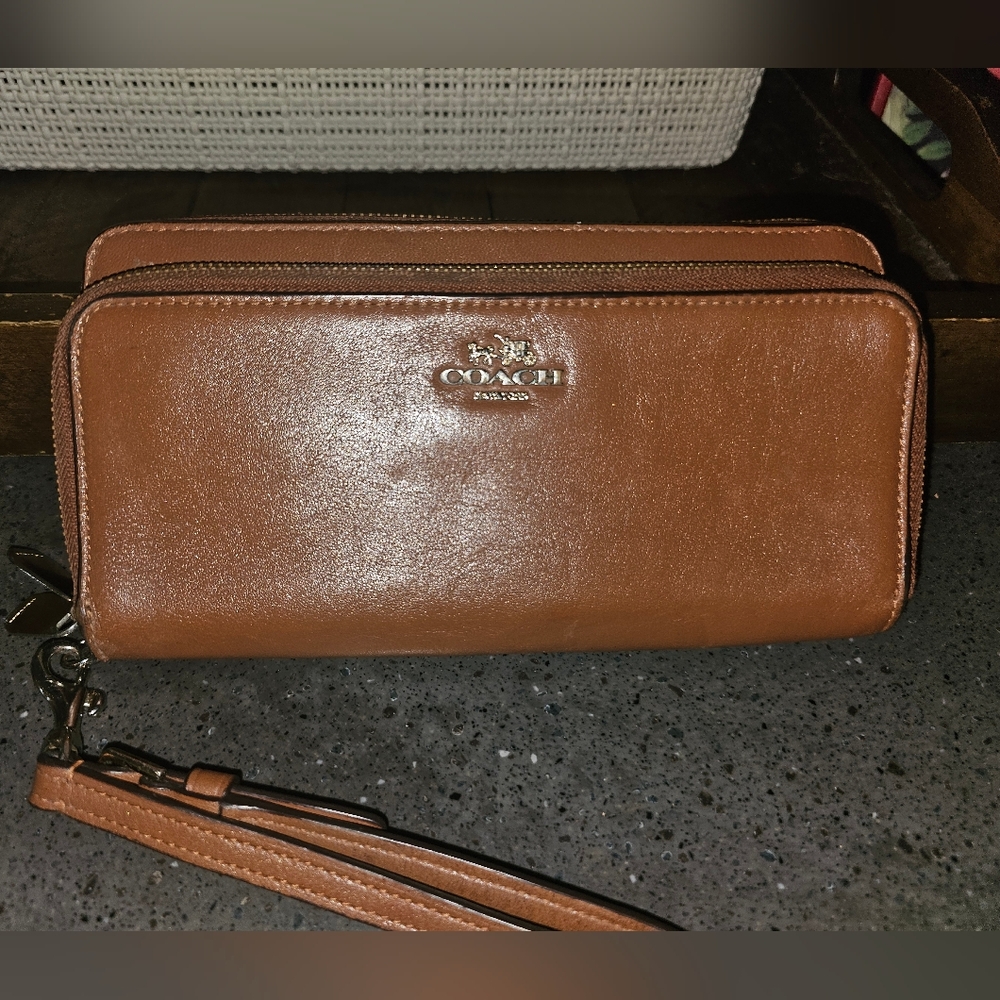 Coach Tan Leather Wristlet